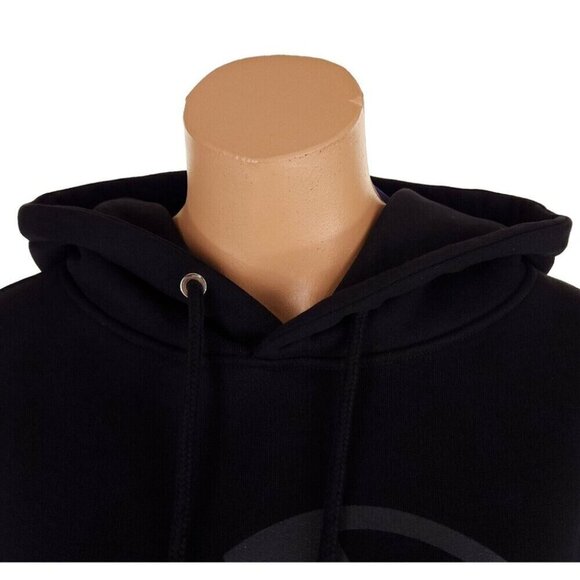 Mugler Logo Print Cropped Hoodie Size L Unisex Black - Picture 6 of 16